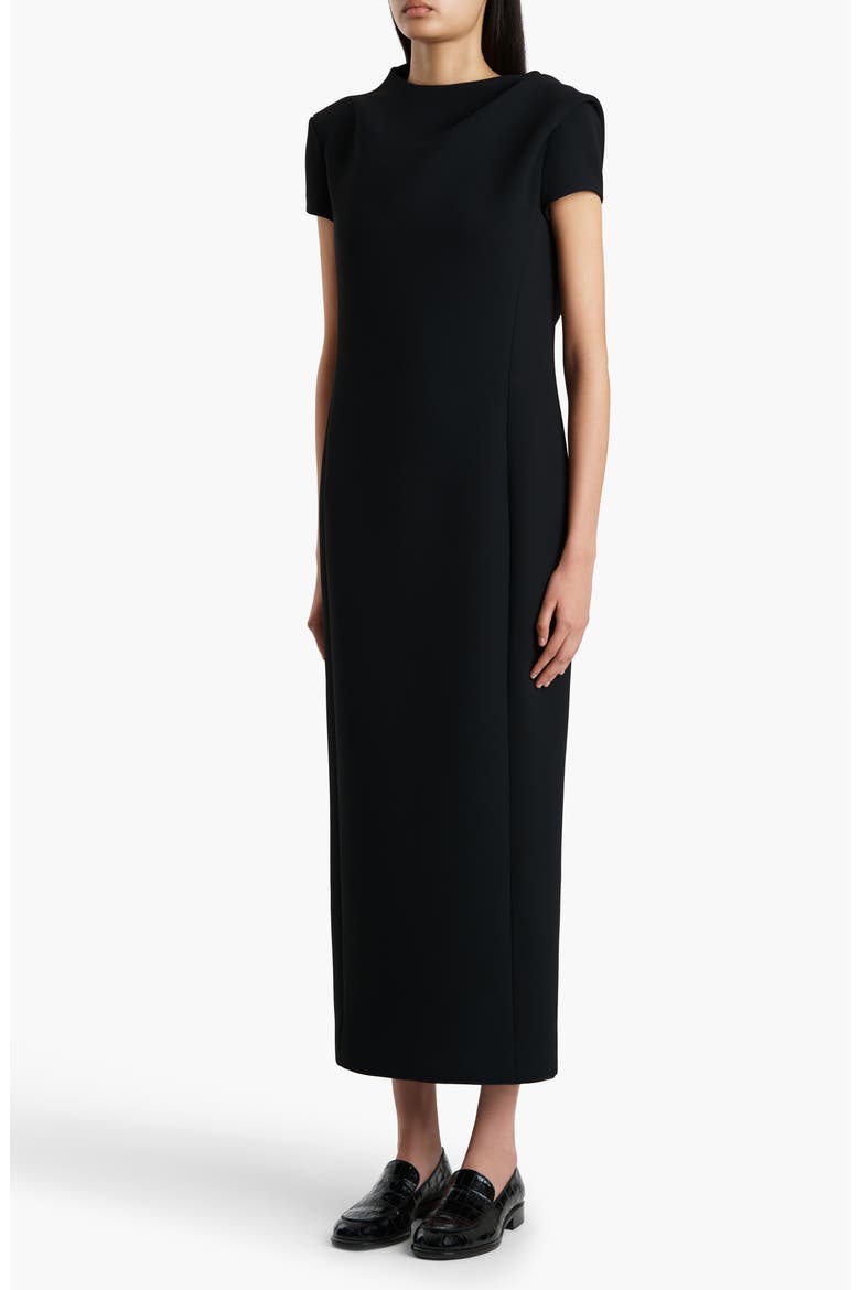 Iryl Open Back Crepe Dress, Alternate, color, BLACK