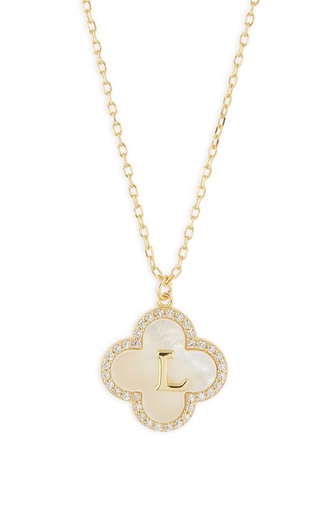 Clover Mother-of-Pearl Initial Pendant Necklace