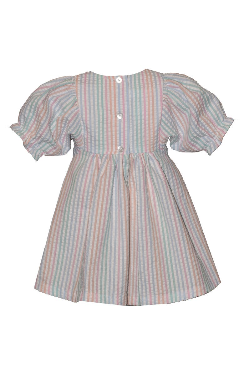 Iris & Ivy Embroidered Bunny Seersucker Dress, Alternate, color, Blue/ Pink