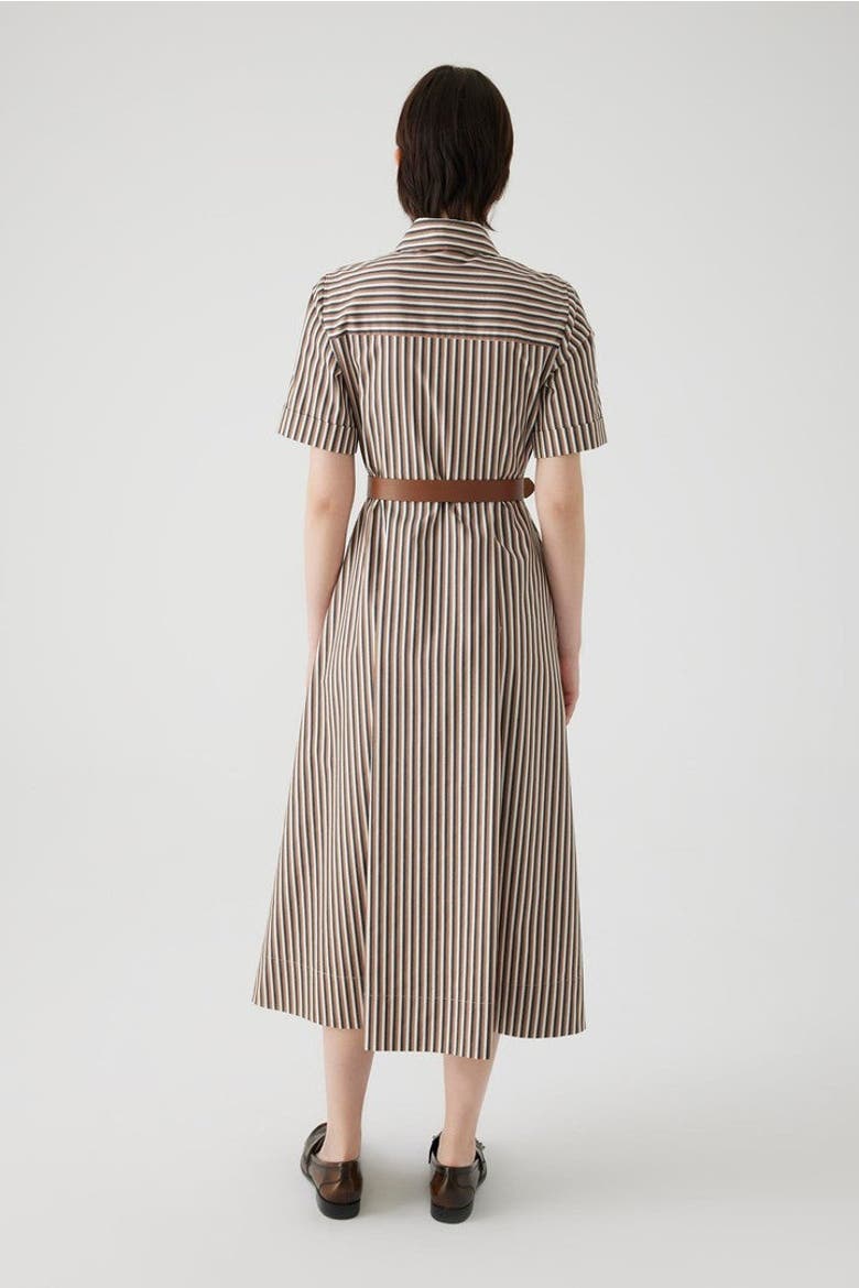 Amara Midi Dress, Alternate, color, Brown Striped