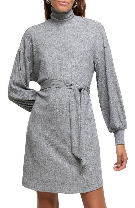 Turtleneck Long Sleeve Thermal Knit Dress