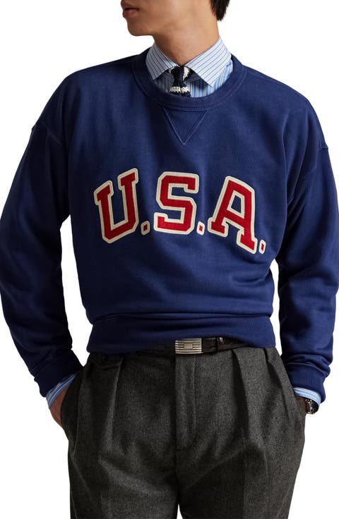 Vintgae Fit USA Quarter Zip Sweatshirt