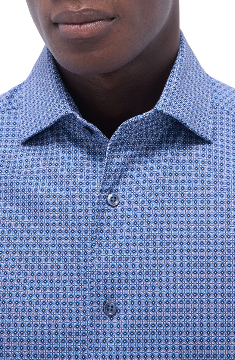 Bugatchi Devon OoohCotton<sup>®</sup> Geo Print Button-Up Shirt, Alternate, color, Cobalt