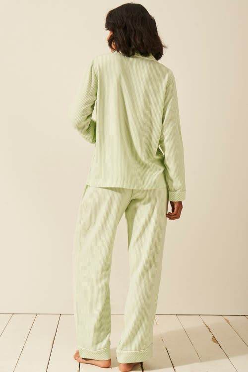 Stripe & Stare Ecovero Pyjama Top In Green