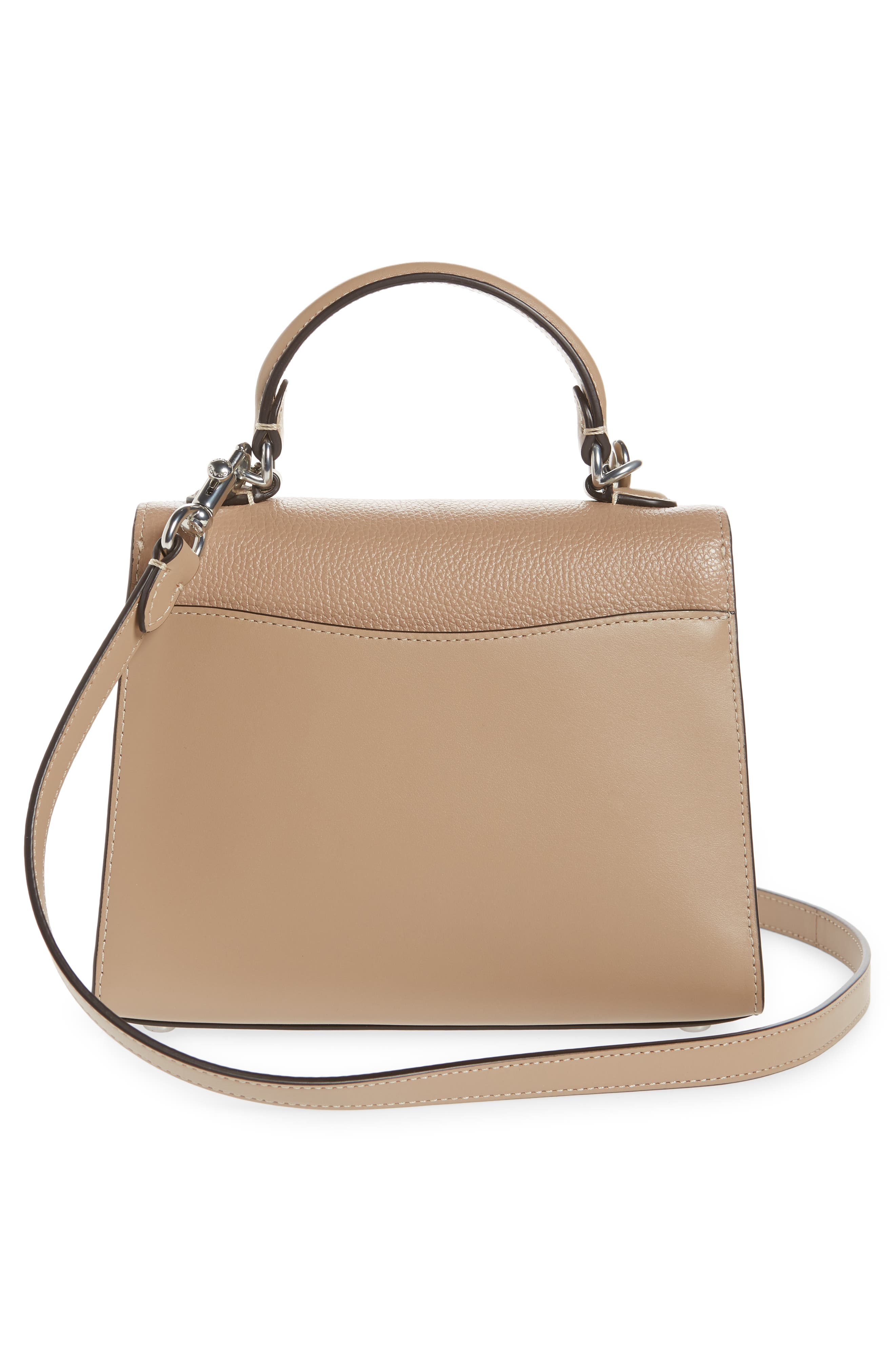 Tabby Mixed Leather Top Handle Bag, Alternate, color, LIGHT NICKEL/ TAUPE