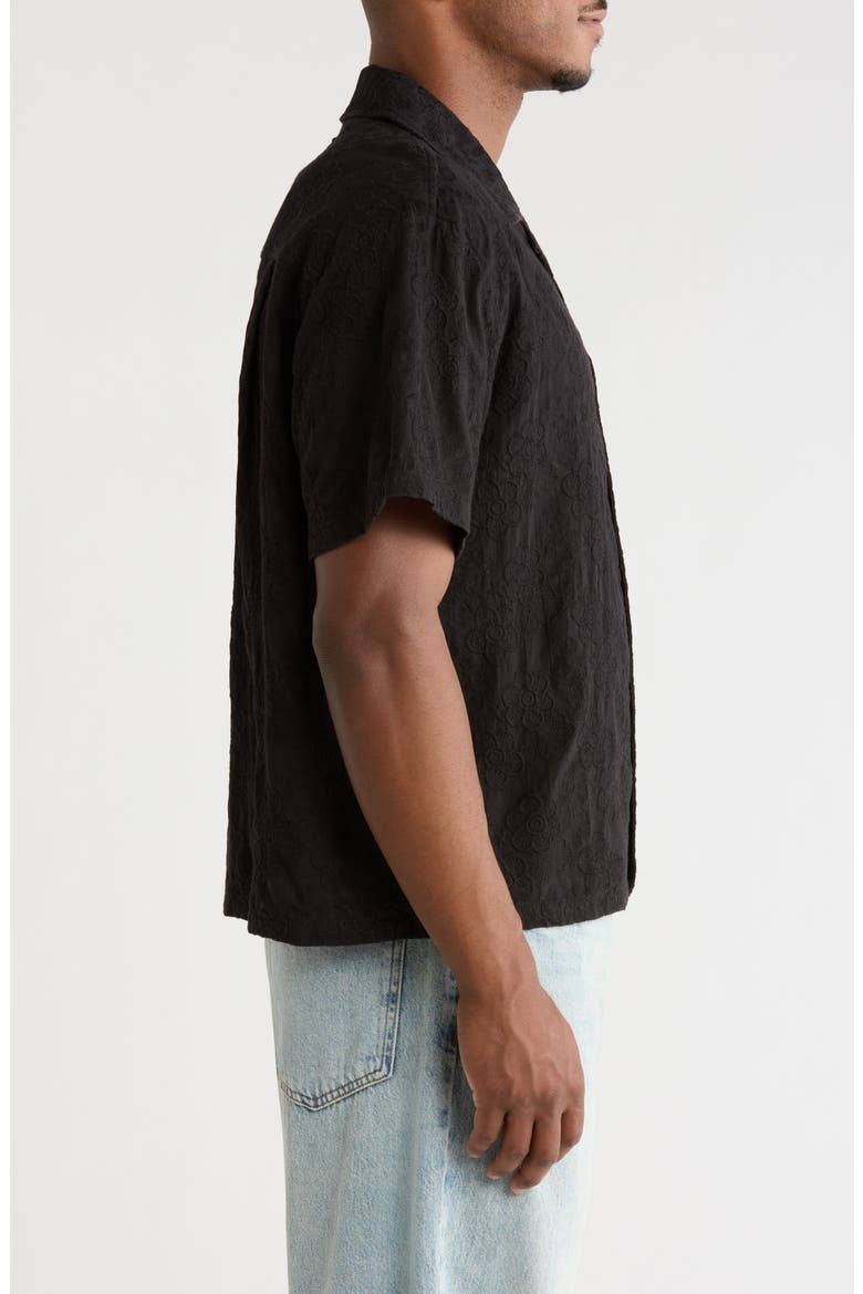 Floral Camp Shirt, Alternate, color, BLACK