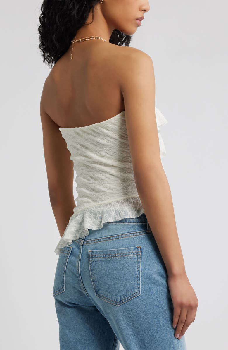 BP. Asymmetric Ruffle Lace Tube Top, Alternate, color, Cream