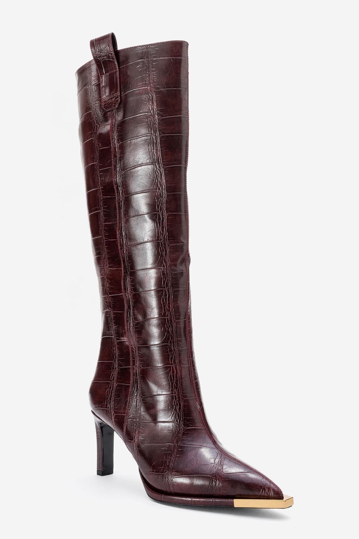  Burgundy Print Faux Leather