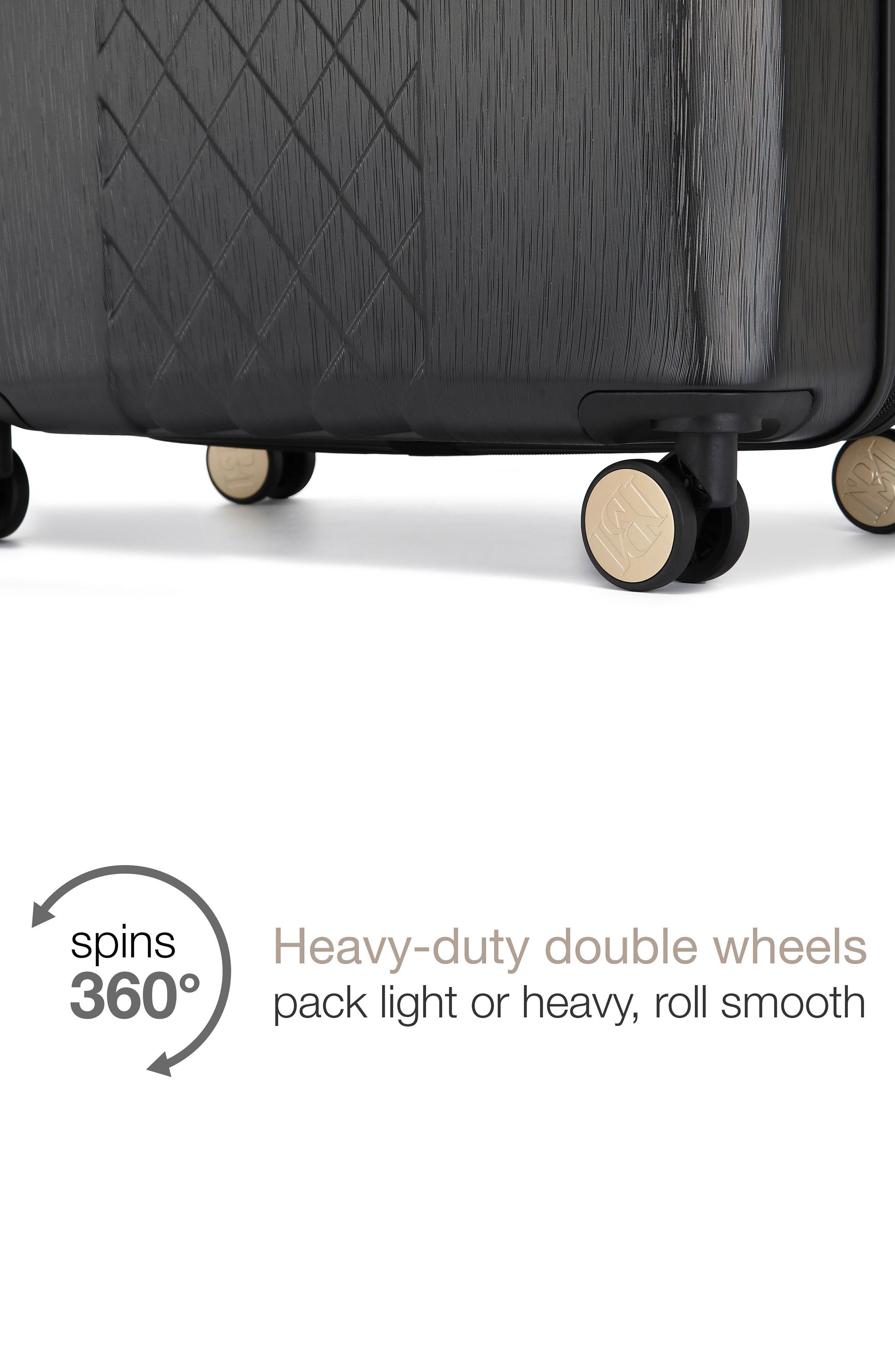 Badgley Mischka Collection Three-Piece Diamond Hardside Spinner Luggage Set, Alternate, color, Black