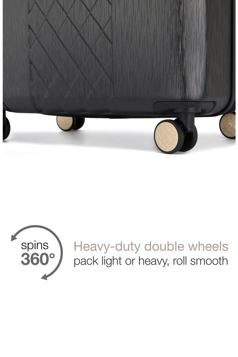 Three-Piece Diamond Hardside Spinner Luggage Set, Alternate, color, BLACK