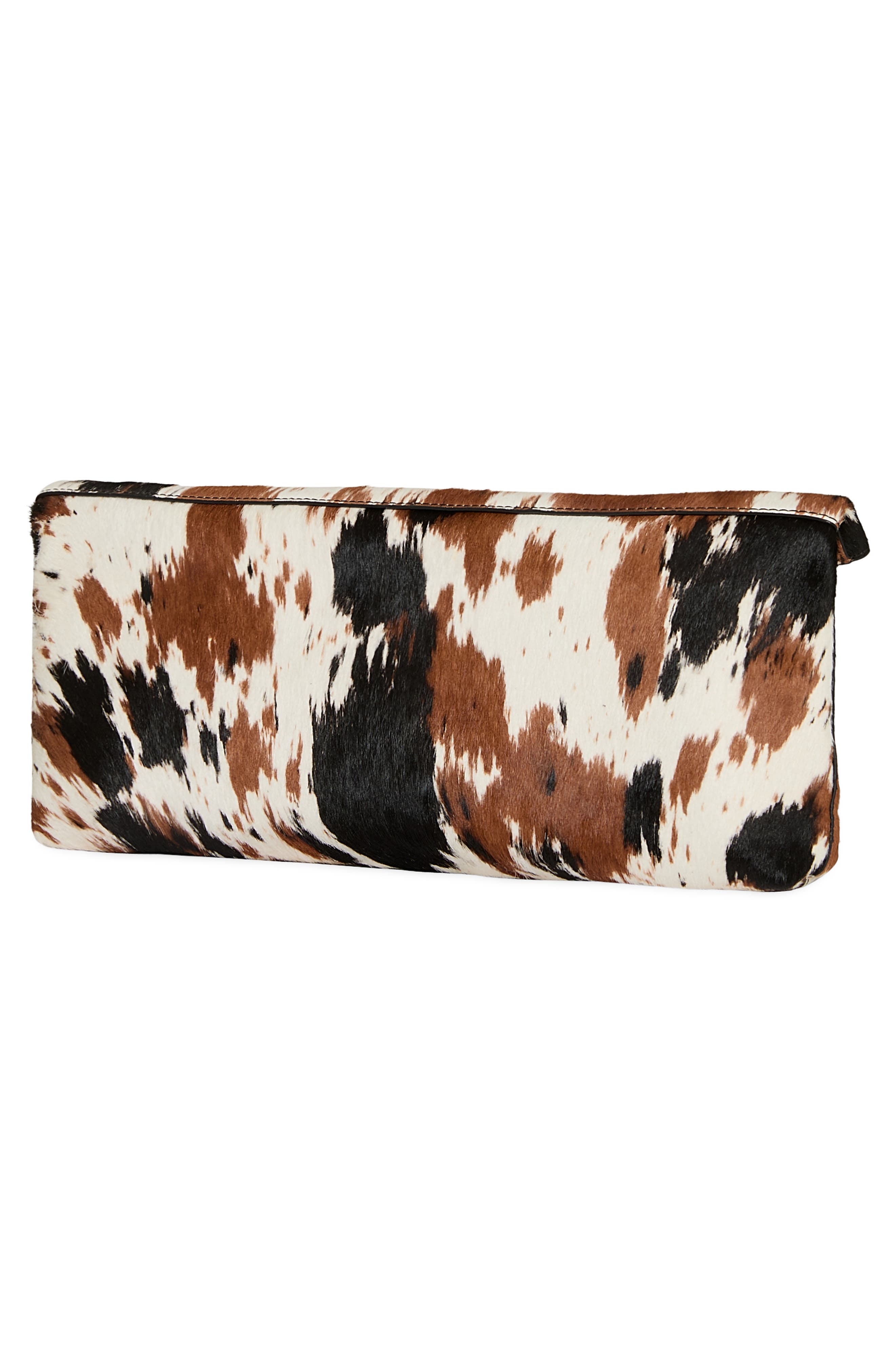 Item Calf Hair Envelope Clutch, Alternate, color, BROWN/ WHITE