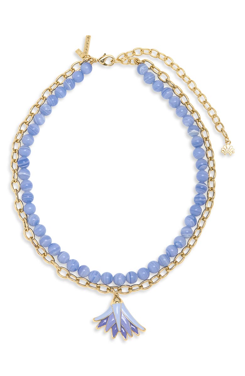 Lele Sadoughi Enamel Lotus Necklace, Main, color, Lavender