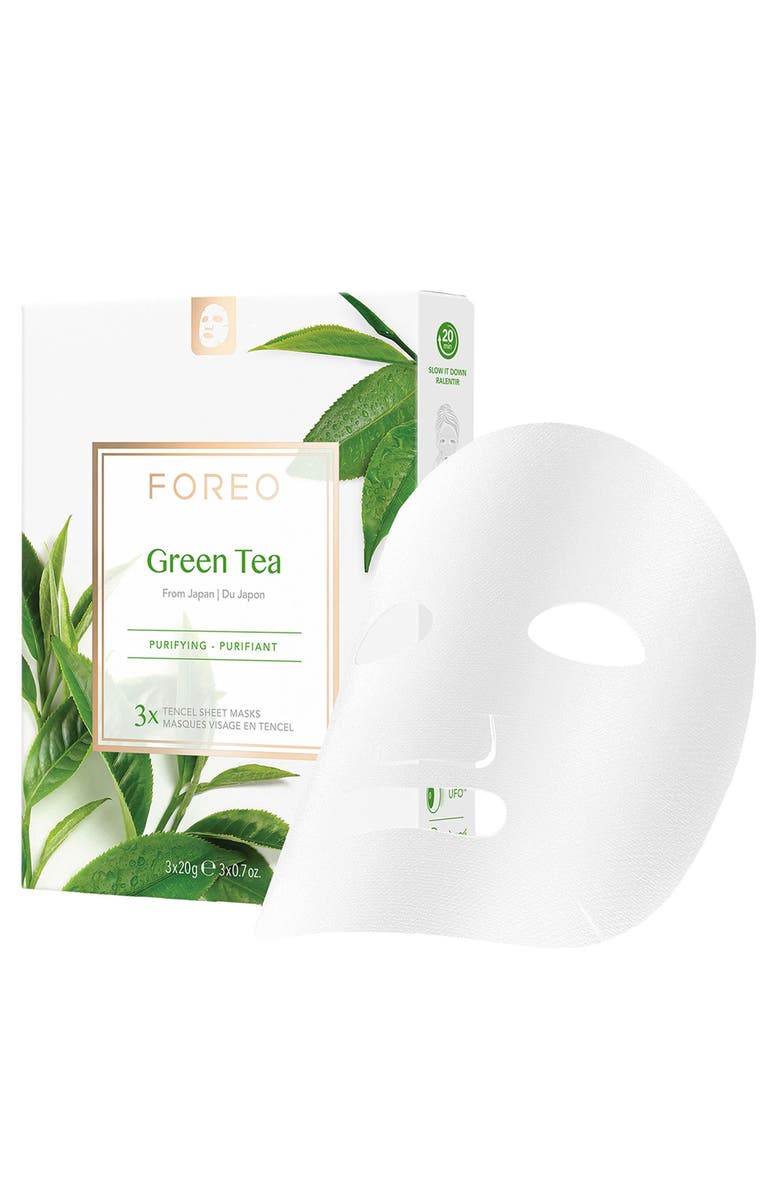 FOREO Farm To Face Sheet Mask - Green Tea x3, Main, color, NO COLOR