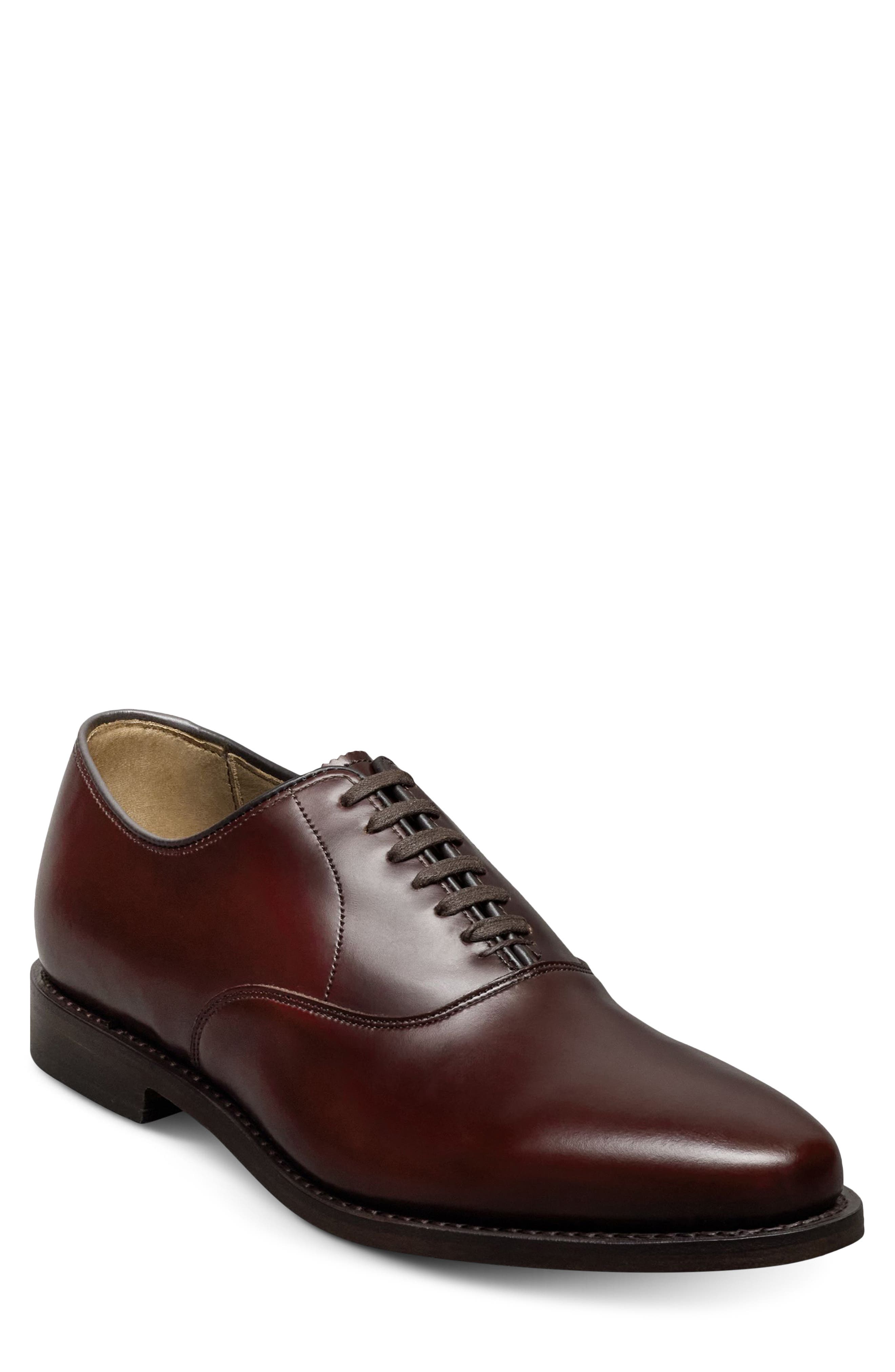 Carlyle Plain Toe Leather Oxford, Main, color, BURGUNDY