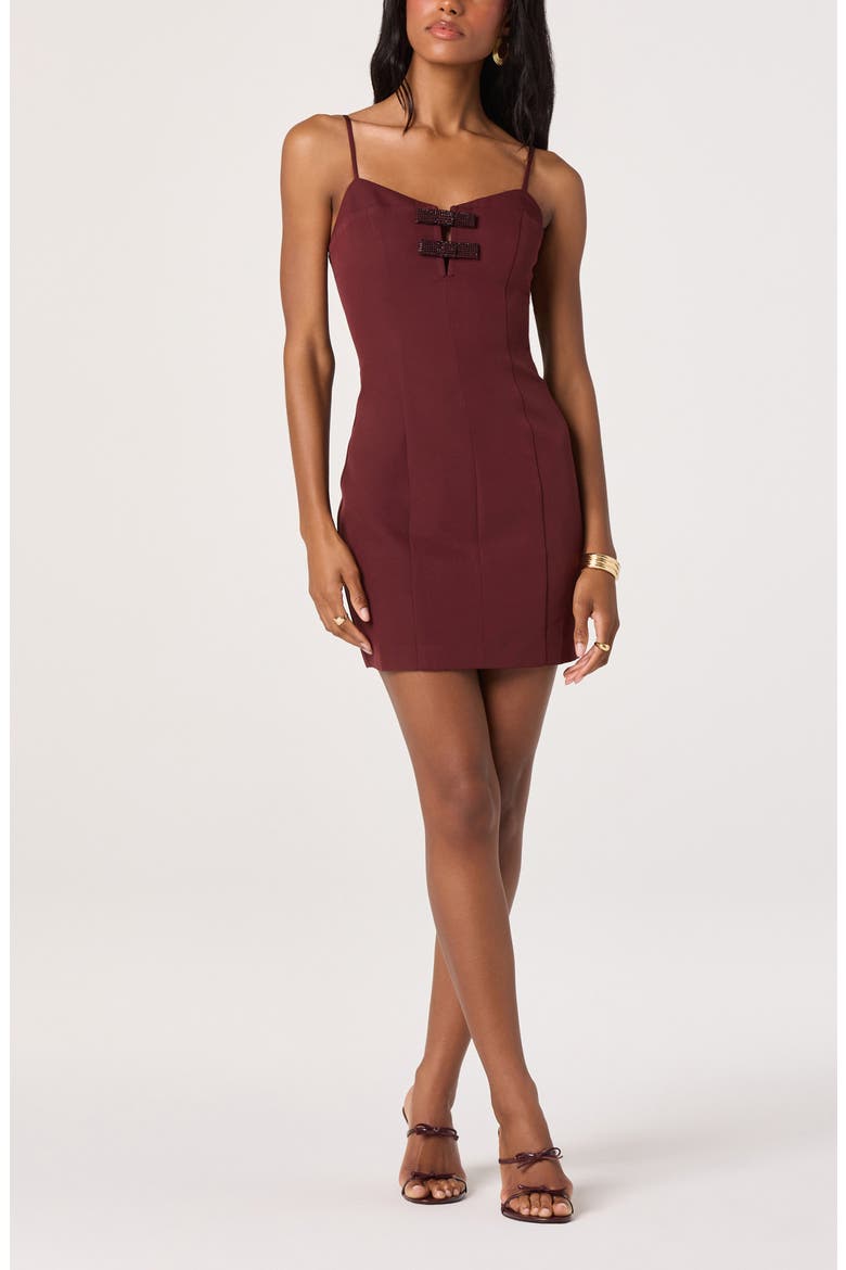 Bow Detail Sleeveless Minidress, Alternate, color, WINE