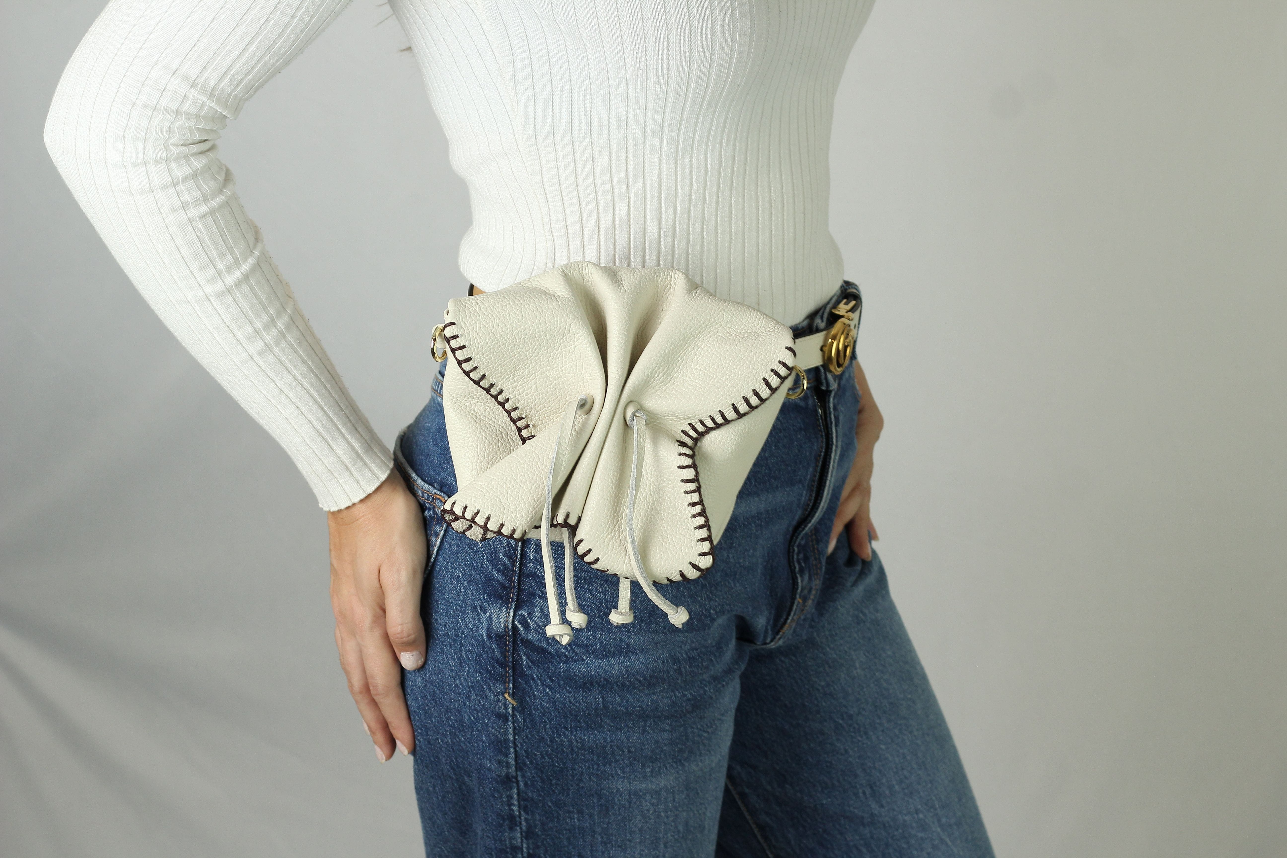 Carlos Falchi Mini Butterfly Leather Bag, Alternate, color, Winter White