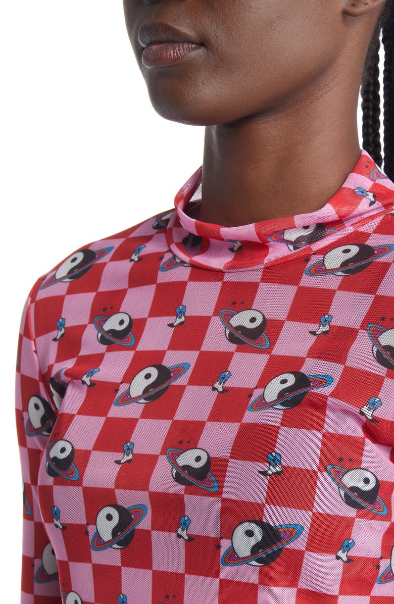 Dressed in Lala Mock Neck Mesh Top, Alternate, color, Cosmic Cowgirl