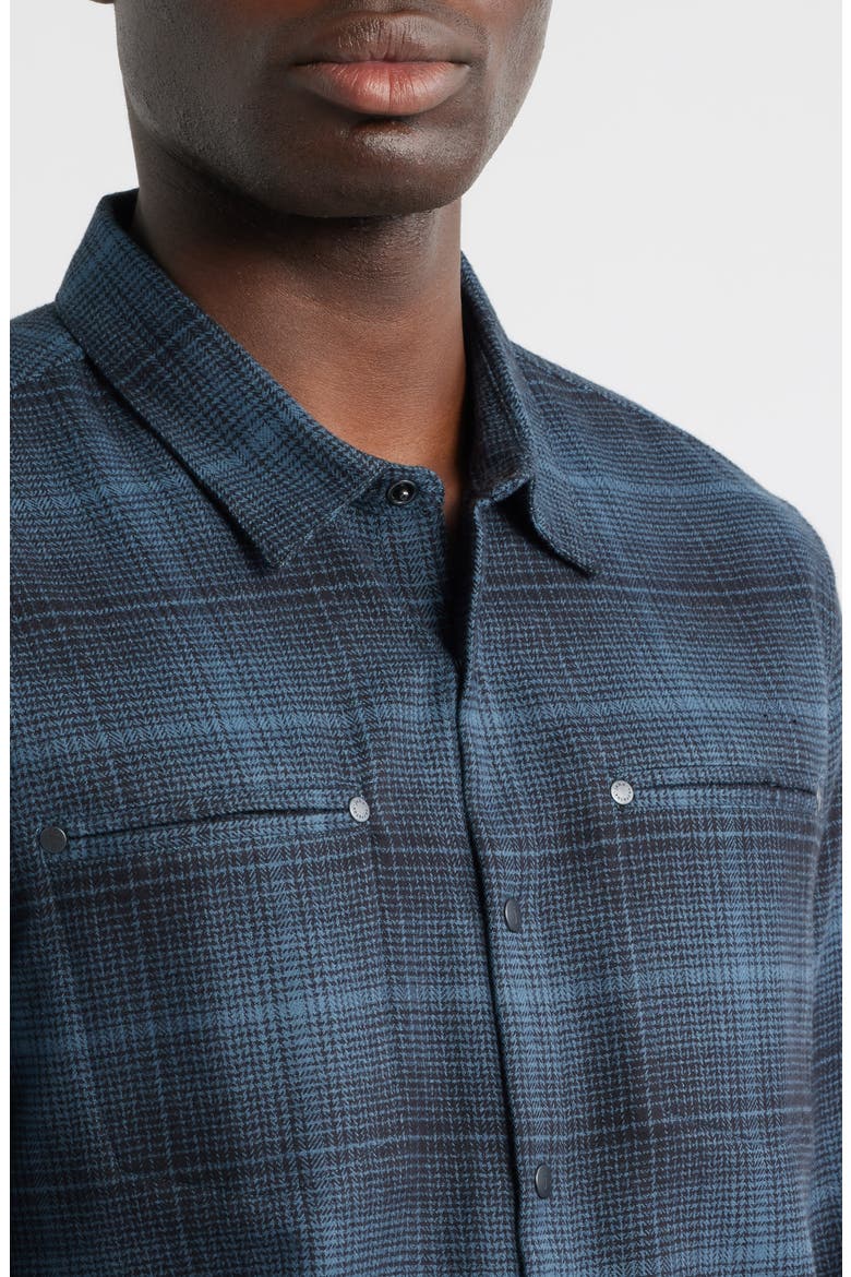 Dario Brushed Cotton Flannel Snap-Up Shirt, Alternate, color, TITANIUM BLUE