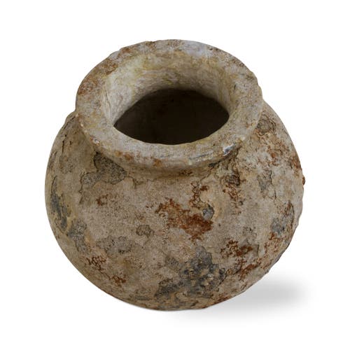 Tag Villa Rustic Decorative Antique White Bowl Vase For Home In Brown