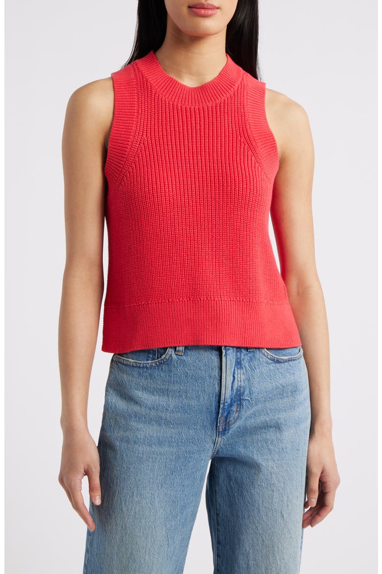 Demi Cotton Sweater Vest, Main, color, TOMATO