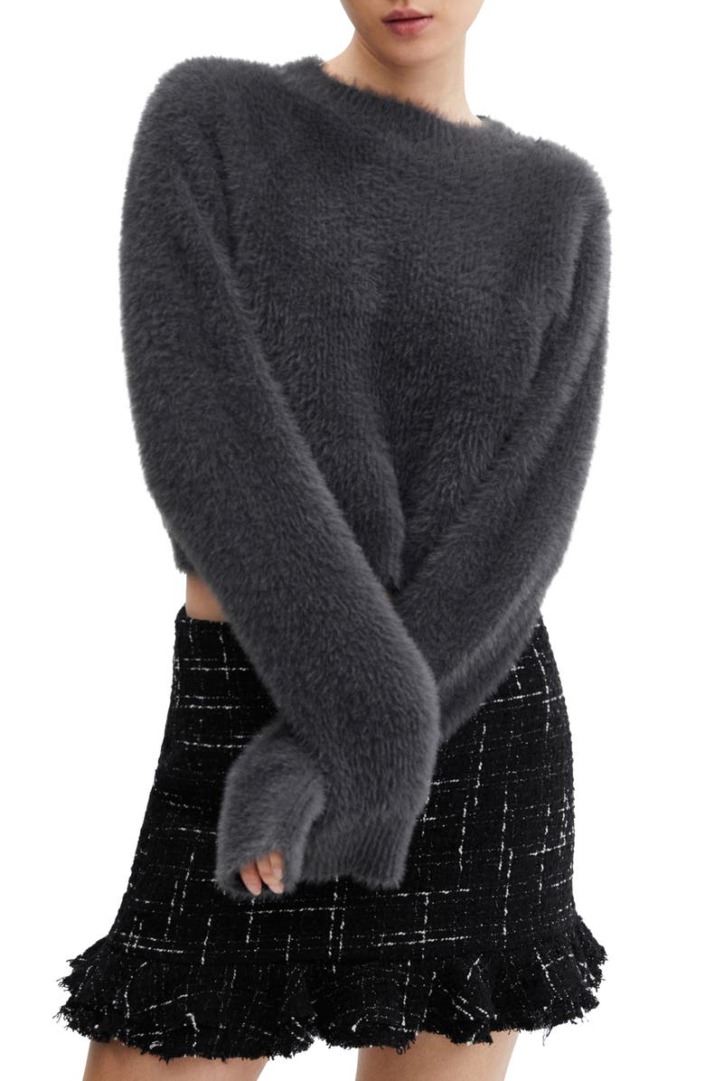 MANGO Faux Fur Sweater, Main, color, 