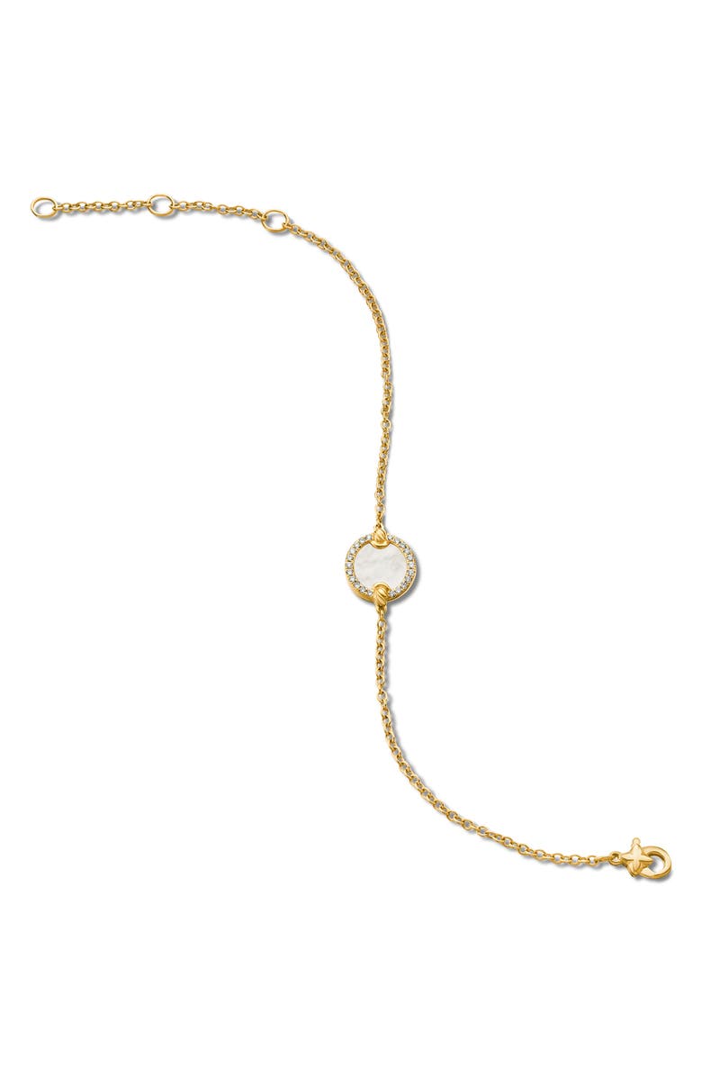 David Yurman Petite DY Elements<sup>®</sup> Center Station Chain Bracelet in 18K Yellow Gold with Mother-of-Pearl & Pavé Diamonds, Alternate, color, 