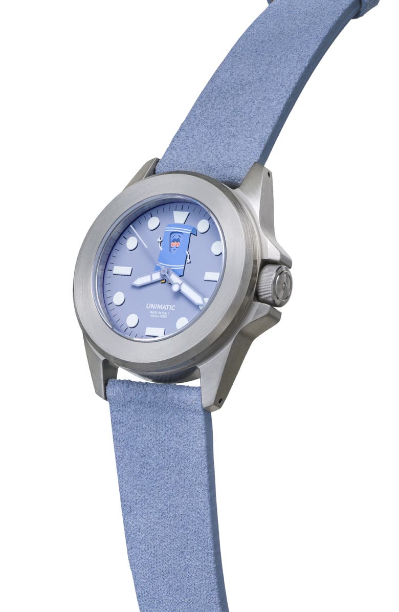 UNIMATIC x South Park Modello Quattro Towelie Toolwatch UT4 Silicone Strap Diving Watch, 49mm, Alternate, color, Lilac