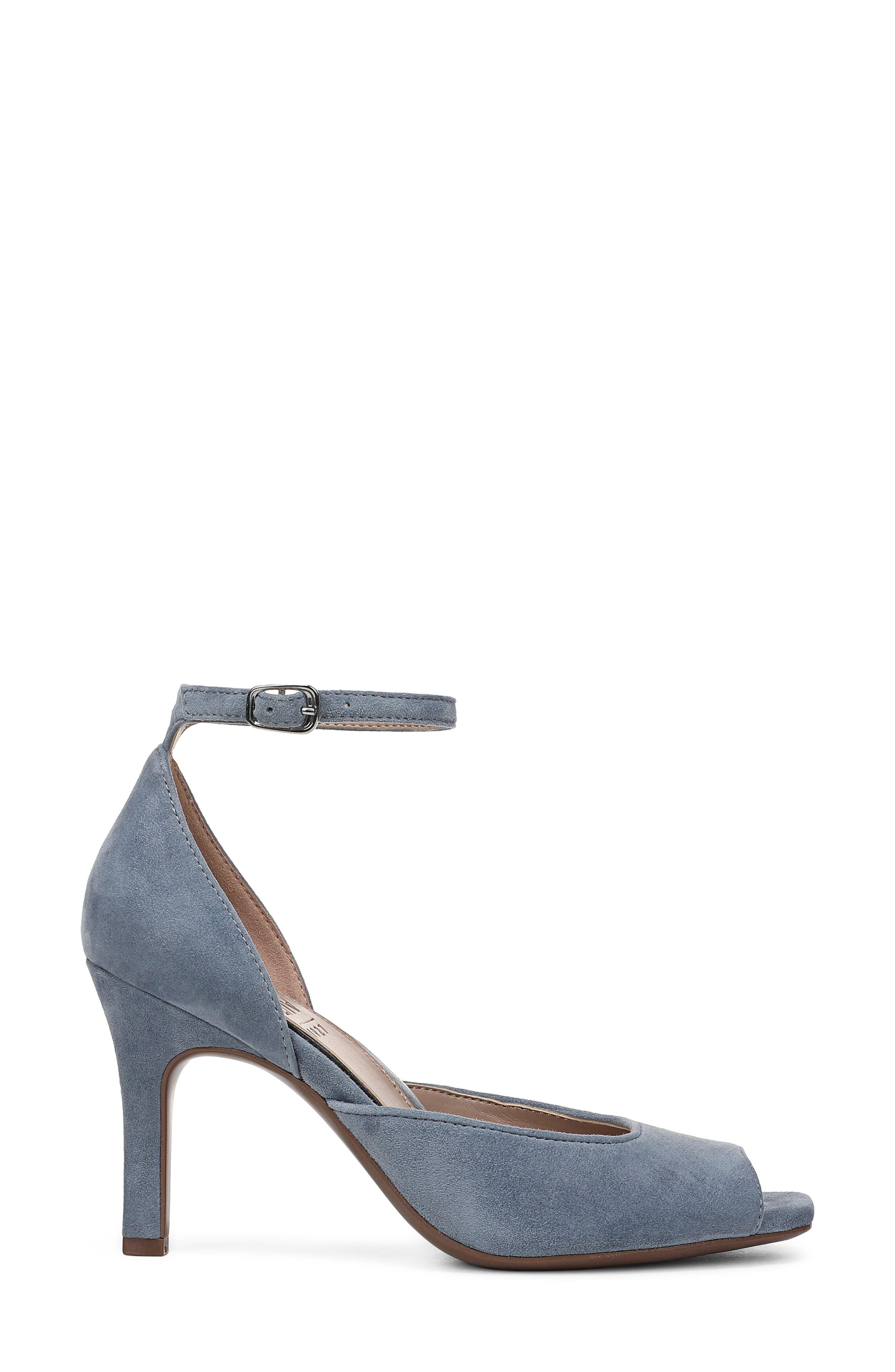 Naturalizer Asha Ankle Strap Peep Toe Pump, Alternate, color, Blue Ash Suede