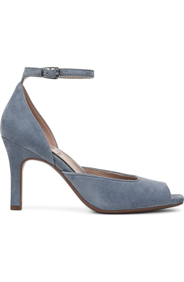 Naturalizer Asha Ankle Strap Peep Toe Pump, Alternate, color, Blue Ash Suede