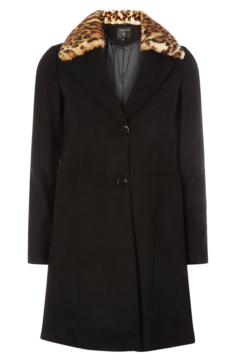 DOROTHY PERKINS Coat with Faux Fur Collar, Alternate, color,