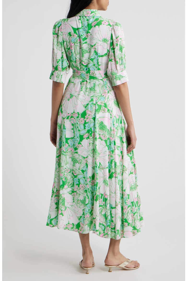 Larkyn Midi Shirtdress, Alternate, color, PUTTING GREEN POPPY LAND