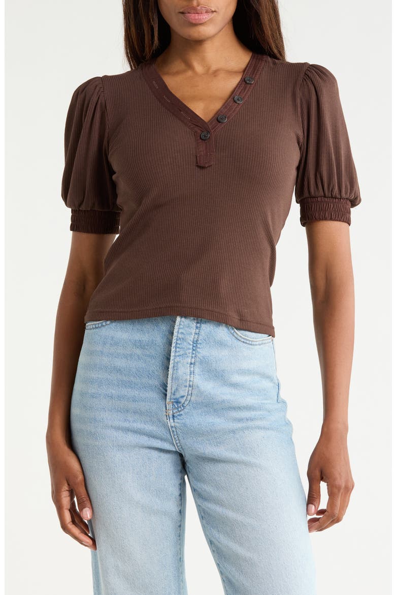 Puff Sleeve Top, Main, color, MOCHA BROWN