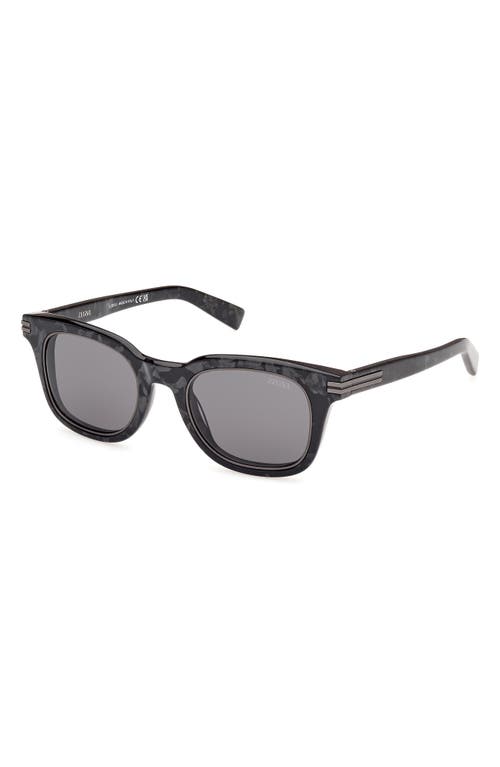 Zegna 50mm Rounfd Sunglasses In Black