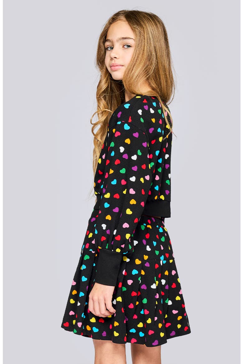 Kids' Heart Crop Sweatshirt, Alternate, color, BLACK MULTI HEART