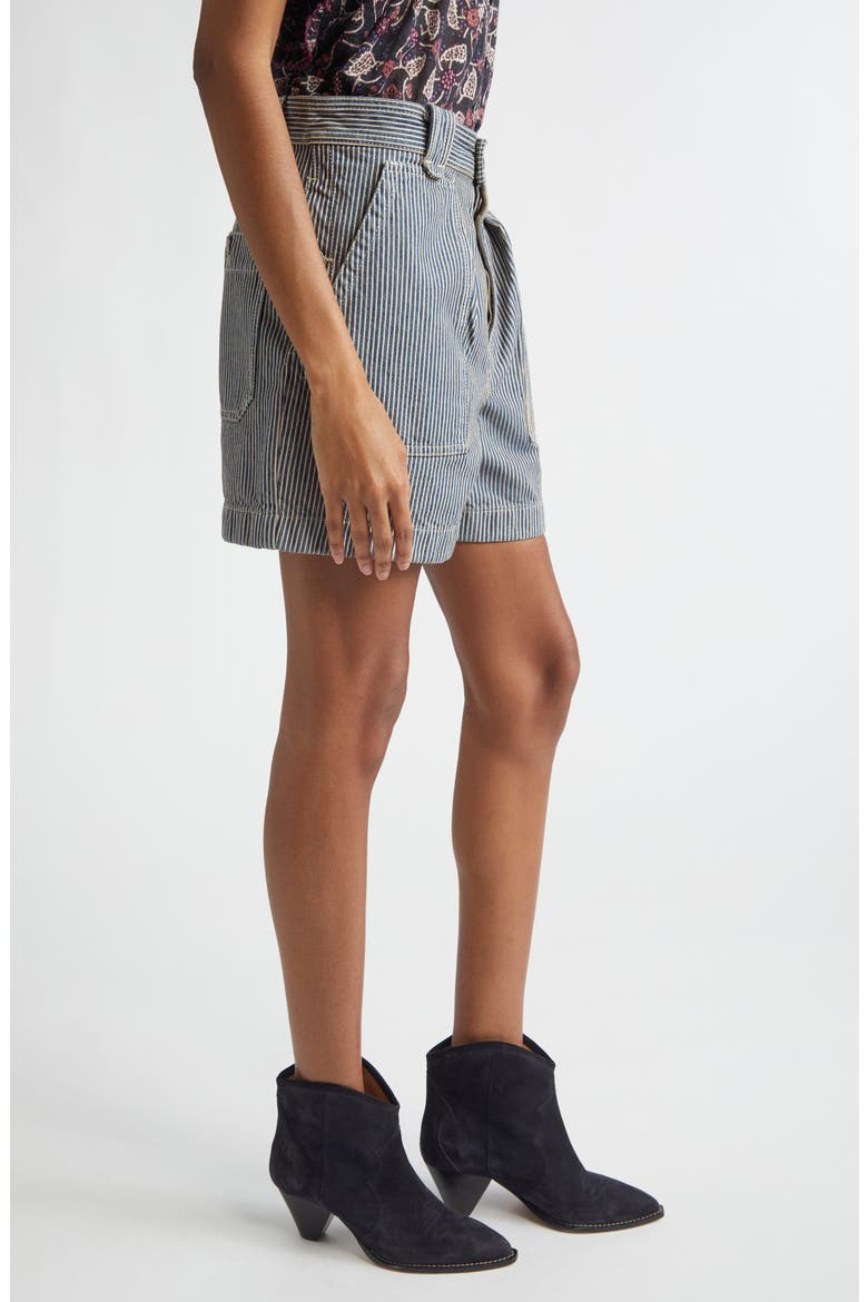 Eveja Striped Cotton Shorts, Alternate, color, BLUE/ WHITE