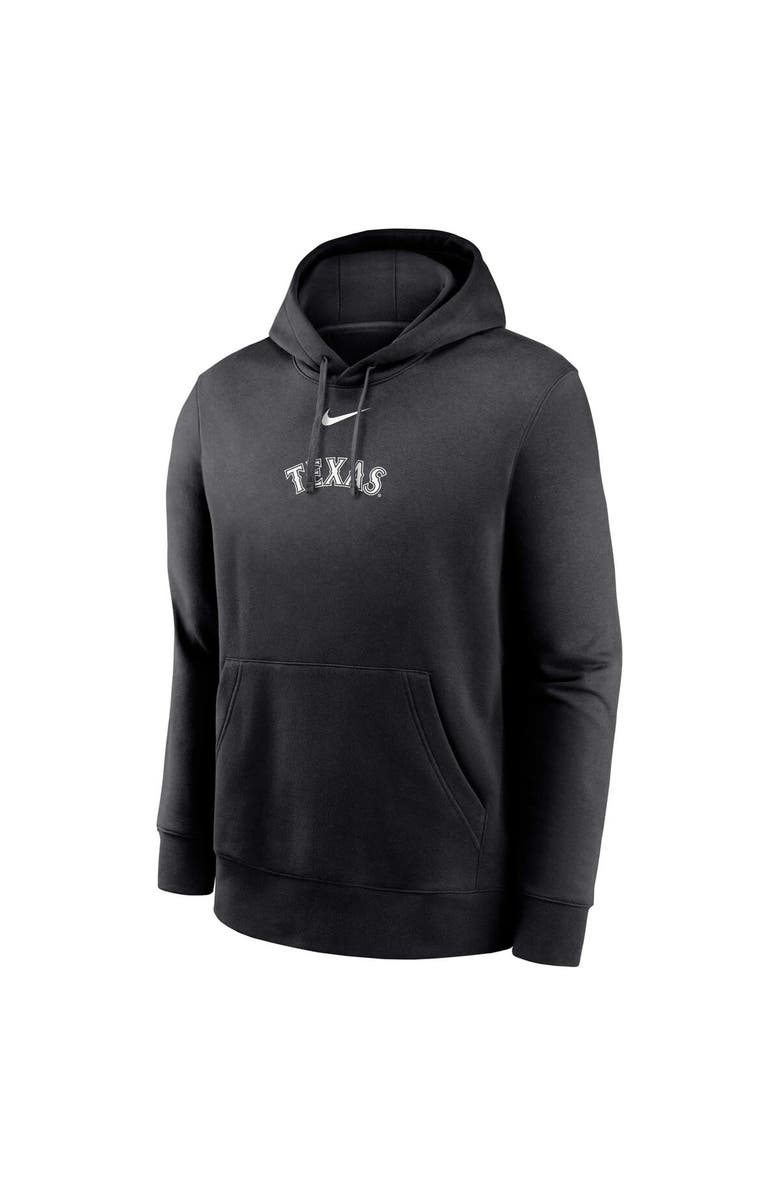 Nike Men's Nike Texas Rangers Black & White Fashion Club Fleece Pullover Hoodie, Alternate, color, 