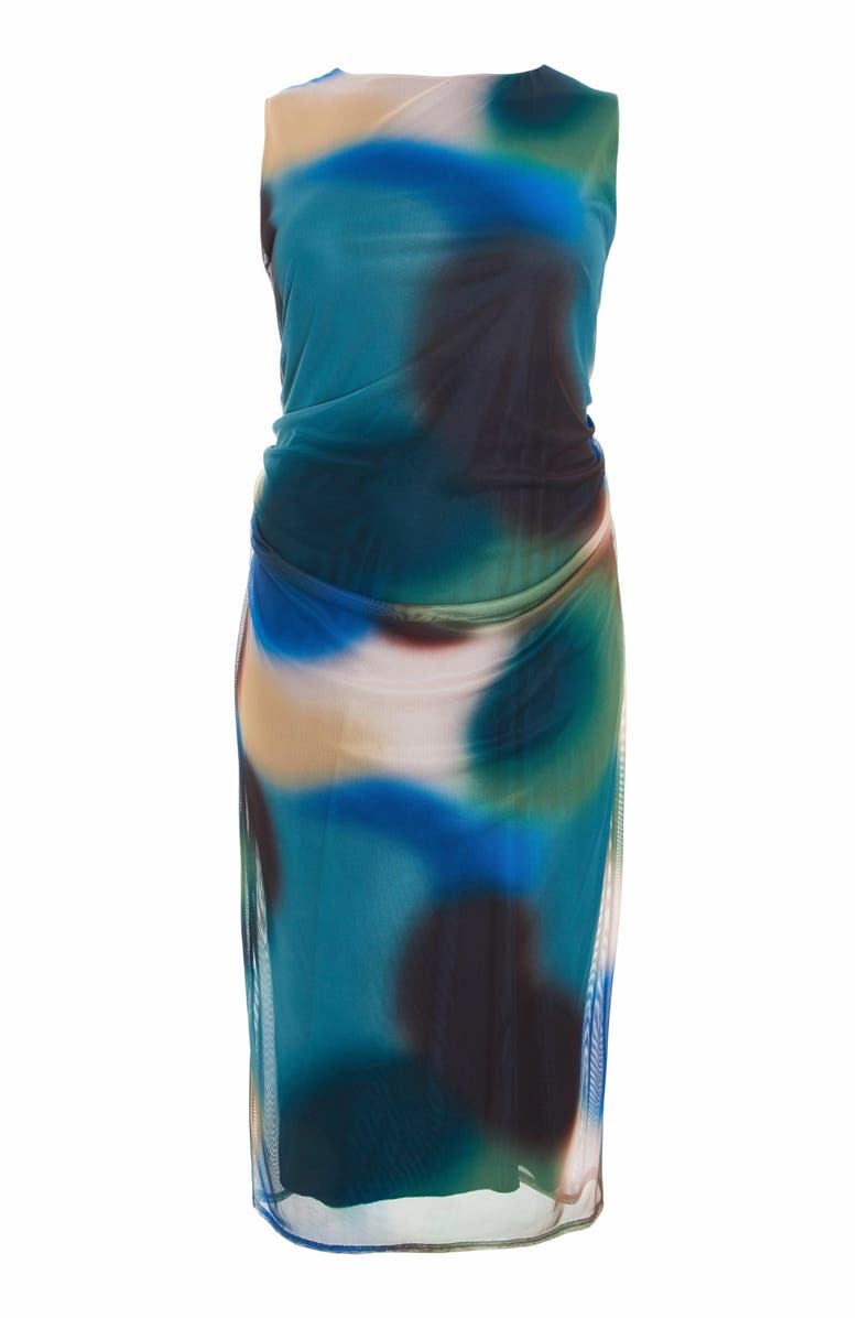 QUIZ Mesh Air Brush Round Neck Maxi Dress, Alternate, color, 