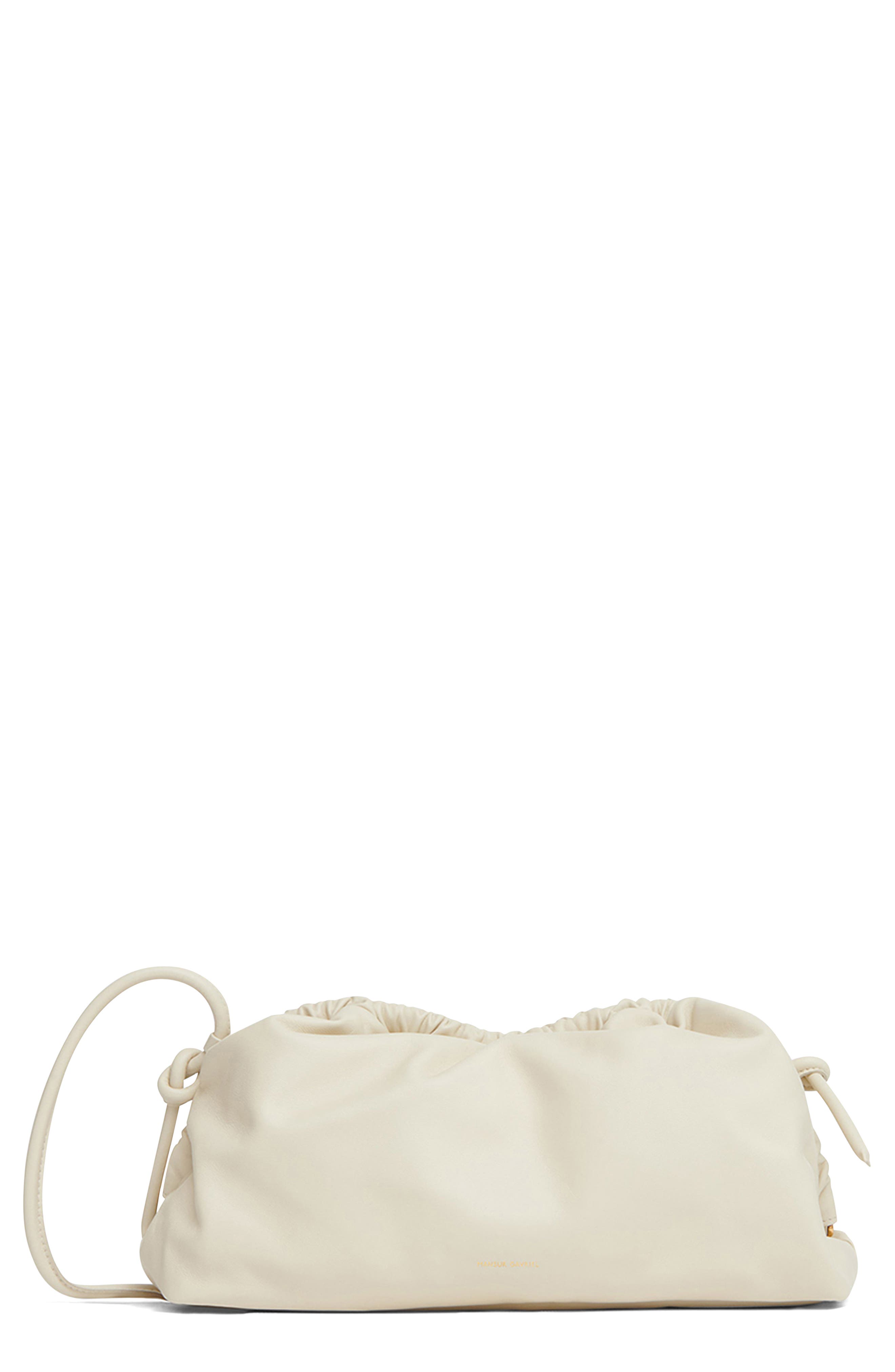 Small Cloud Leather Clutch, Main, color, PEARL