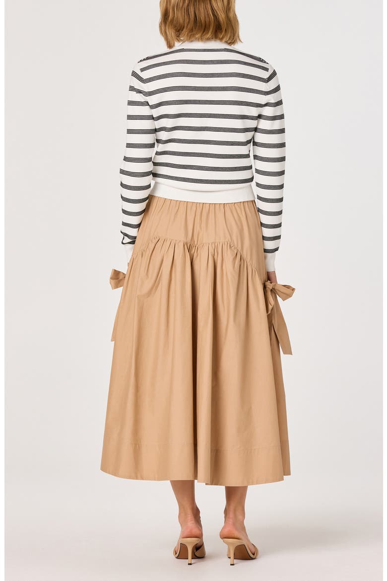 Lylah Bow Detail Cotton Skirt, Alternate, color, KHAKI