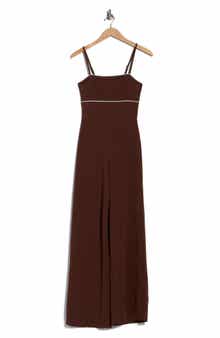 Madden Girl Contrast Piping Wide Leg Jumpsuit