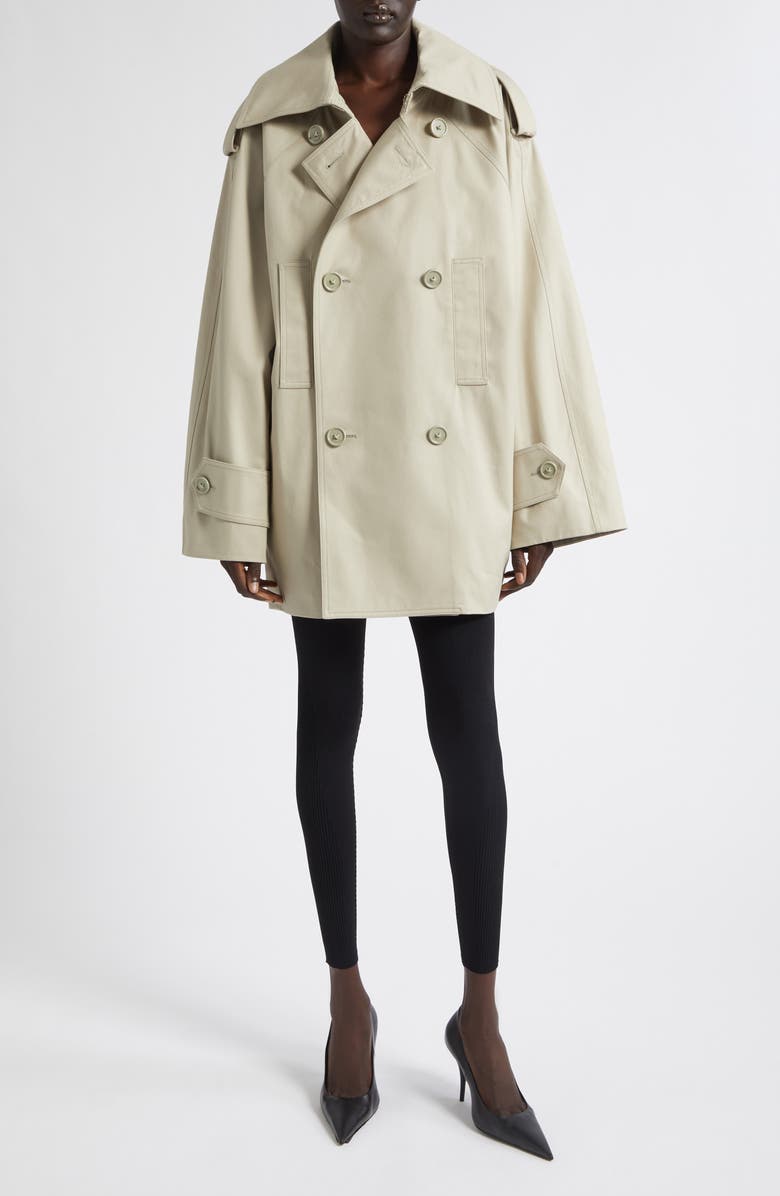 Balenciaga Double Breasted Cotton Twill Trench Coat, Alternate, color, 9710 Beige