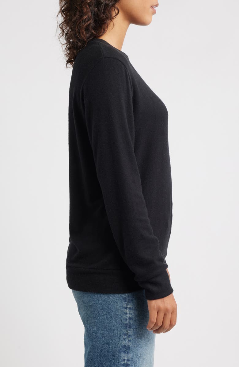 Loveappella Brushed Jersey Crewneck Top, Alternate, color, Black