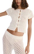 MANGO Open Stitch Short Sleeve Cardigan