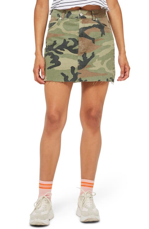Camouflage Denim Skirt