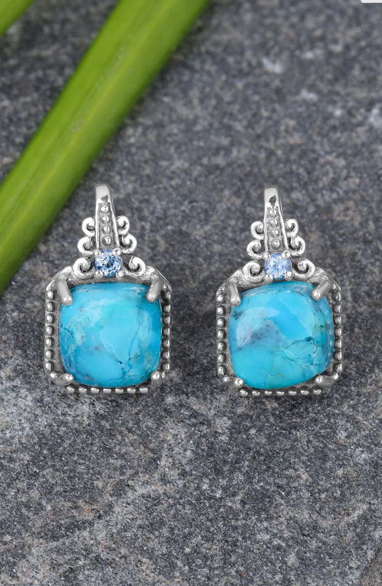 YS GEMS Mohave Turquoise & Blue Topaz Stud Earrings, Alternate, color, Blue