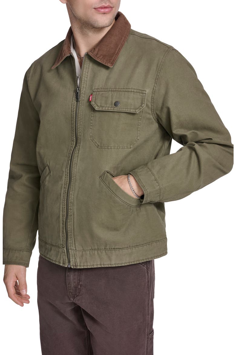 Lightweight Cotton Twill Utility Jacket, Alternate, color, OLIVE TREE