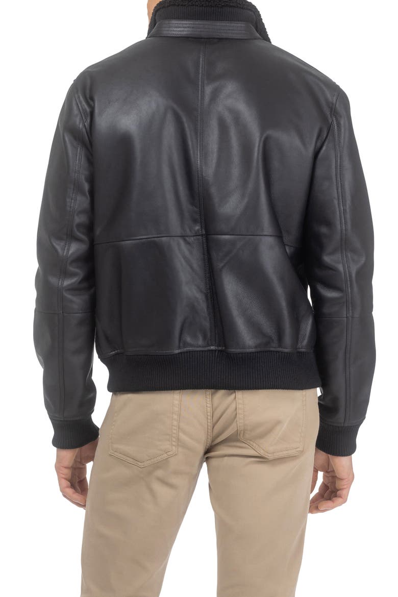 Men's Genuine Shearling Lamb Bomber Jacket, Alternate, color, Black