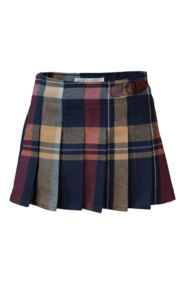 Hope & Henry Girls' Organic Pleated Buckle Skirt, Kids, Main, color, 