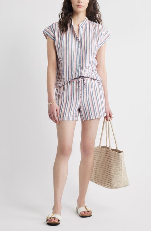 Caslonr Caslon(r) Stripe Linen Blend Short Sleeve Button-up Shirt