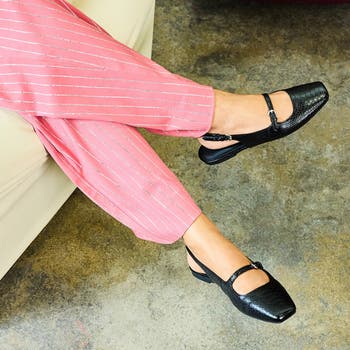 The Evie Snakeskin Embossed Slingback Flat